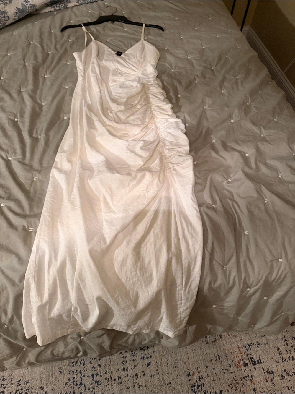 Zara Cream Strapless Ruched Maxi Dress